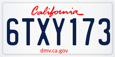 CA license plate 6TXY173