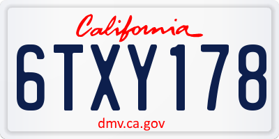 CA license plate 6TXY178