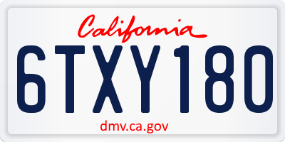 CA license plate 6TXY180