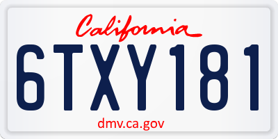 CA license plate 6TXY181