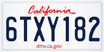 CA license plate 6TXY182