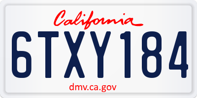 CA license plate 6TXY184