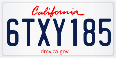 CA license plate 6TXY185