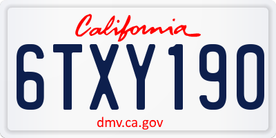 CA license plate 6TXY190