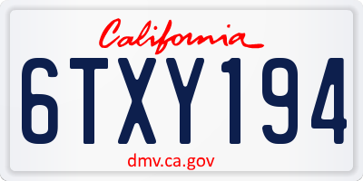 CA license plate 6TXY194