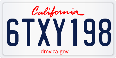 CA license plate 6TXY198