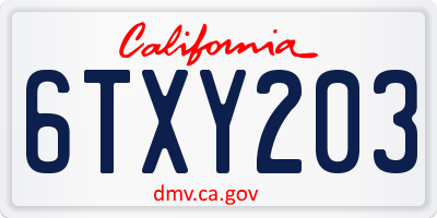 CA license plate 6TXY203