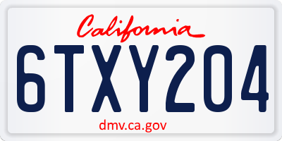 CA license plate 6TXY204