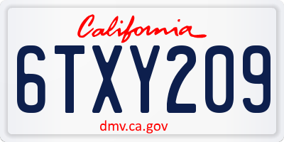 CA license plate 6TXY209