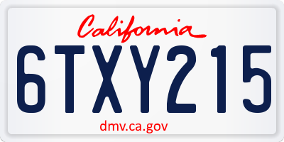 CA license plate 6TXY215