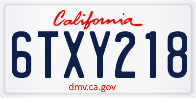 CA license plate 6TXY218