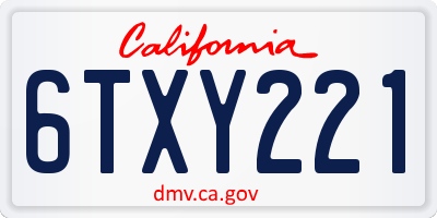 CA license plate 6TXY221