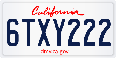 CA license plate 6TXY222