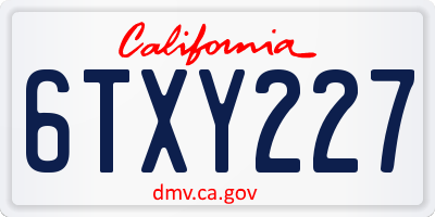 CA license plate 6TXY227