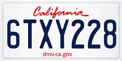 CA license plate 6TXY228