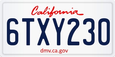 CA license plate 6TXY230