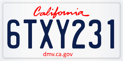 CA license plate 6TXY231