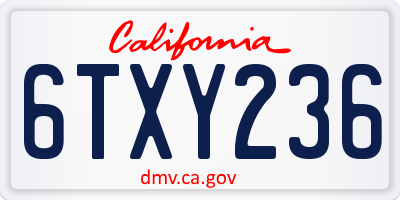 CA license plate 6TXY236