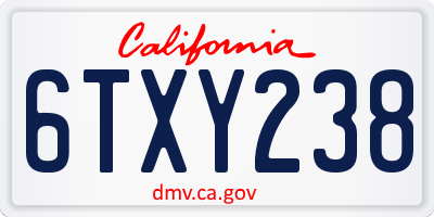 CA license plate 6TXY238