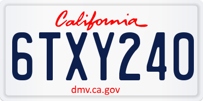 CA license plate 6TXY240