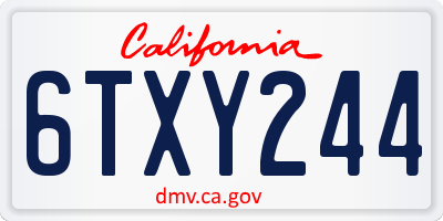 CA license plate 6TXY244