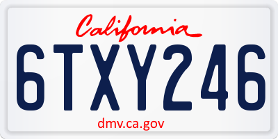 CA license plate 6TXY246