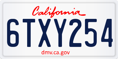 CA license plate 6TXY254