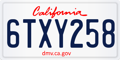 CA license plate 6TXY258