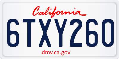 CA license plate 6TXY260
