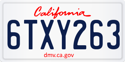 CA license plate 6TXY263