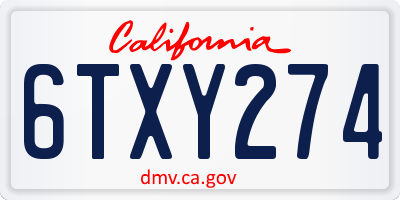 CA license plate 6TXY274