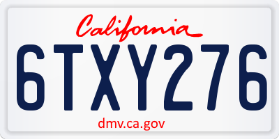 CA license plate 6TXY276