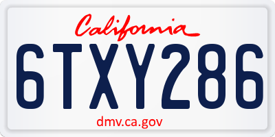 CA license plate 6TXY286