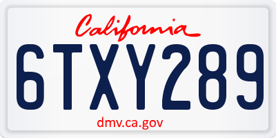 CA license plate 6TXY289