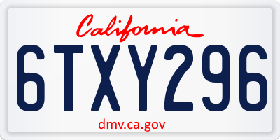 CA license plate 6TXY296