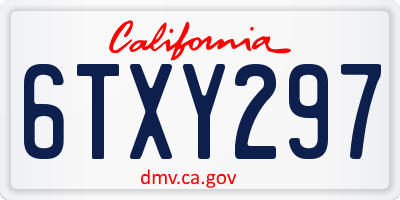 CA license plate 6TXY297