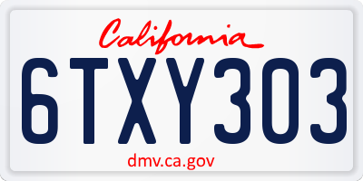 CA license plate 6TXY303