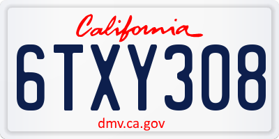 CA license plate 6TXY308