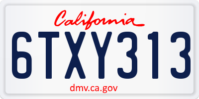 CA license plate 6TXY313