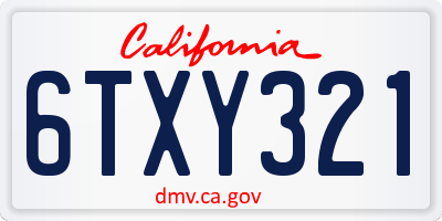 CA license plate 6TXY321