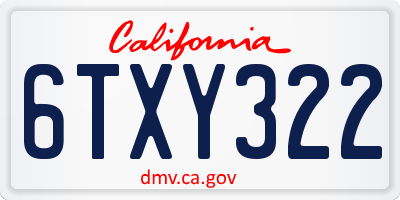 CA license plate 6TXY322
