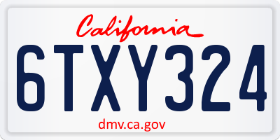 CA license plate 6TXY324