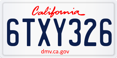 CA license plate 6TXY326
