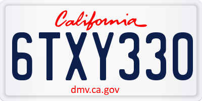 CA license plate 6TXY330