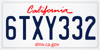 CA license plate 6TXY332