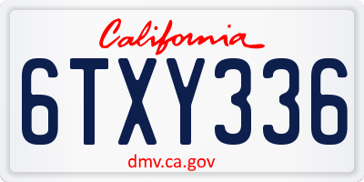 CA license plate 6TXY336