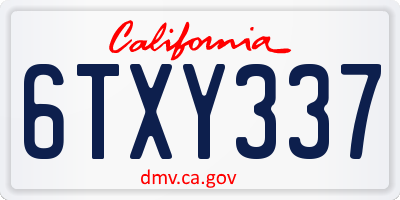 CA license plate 6TXY337