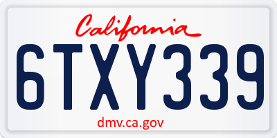 CA license plate 6TXY339