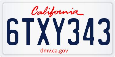 CA license plate 6TXY343