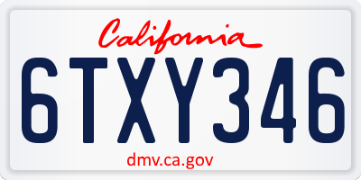 CA license plate 6TXY346